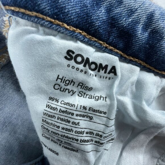 Sonoma High Rise Curvy Straight Jeans Womens Size 14R Denim Stretch Blue - Picture 6 of 12